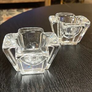 Set Of 2 Orrefors Max Cross Crystal Votive Candle Holder Anna Ehrner Sweden
